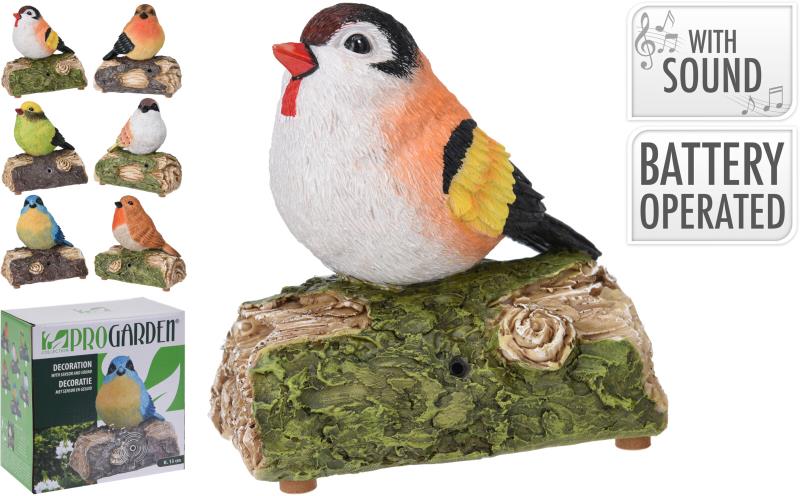 PASSÁRO NO TRONCO COM SOM 13X13CM MODELOS SORTIDOS