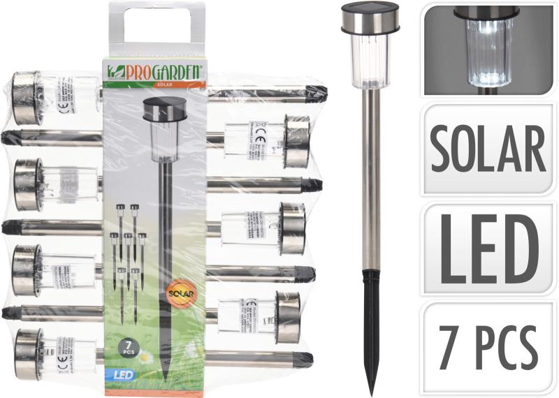 PACK  7 CANDEEIROS  SOLAR 33CM INOX