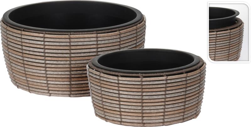 VASO REDONDO 44 CM POLYRATAN CASTANHO CLARO