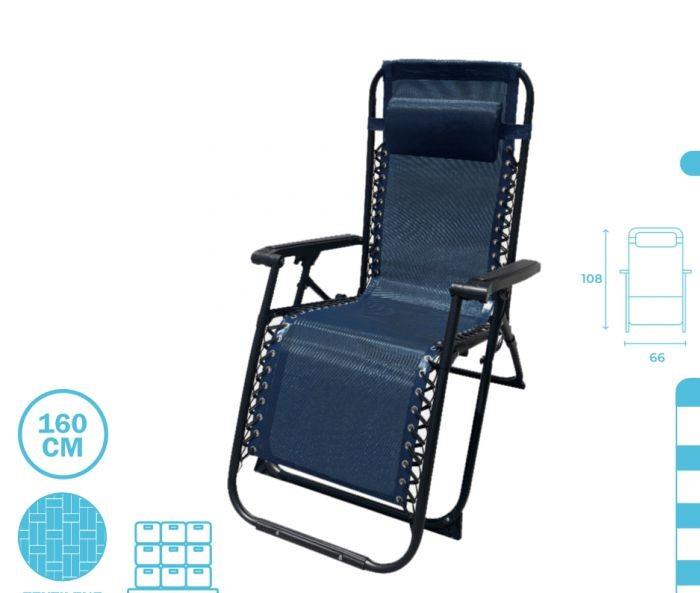 CADEIRA DE AÇO DOBRÁVEL COM ALMOFADA AZUL ESCURO