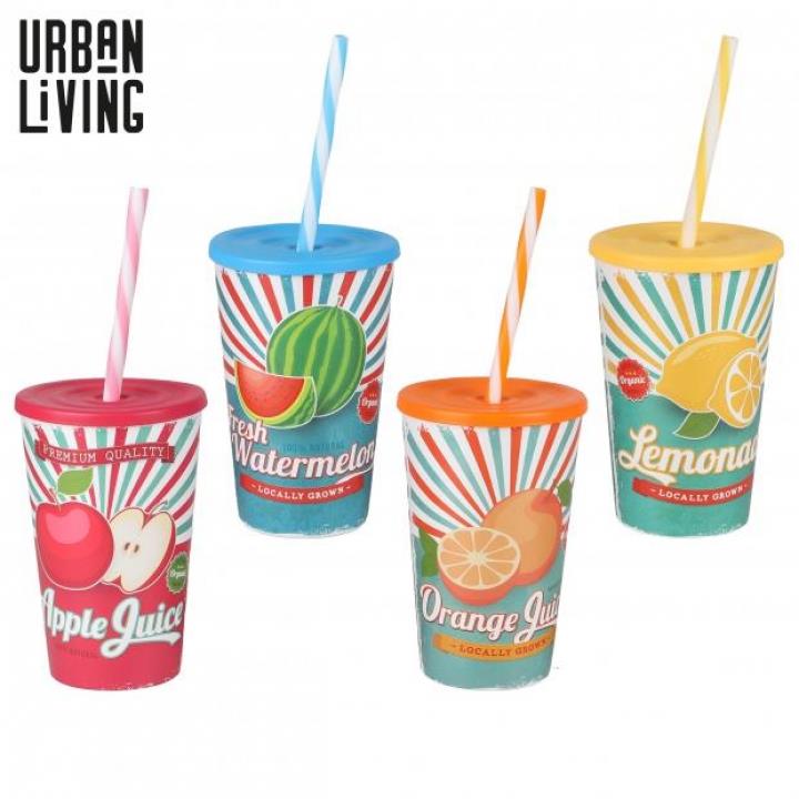 COPO COM TAMPA E PALHINHA 660ML