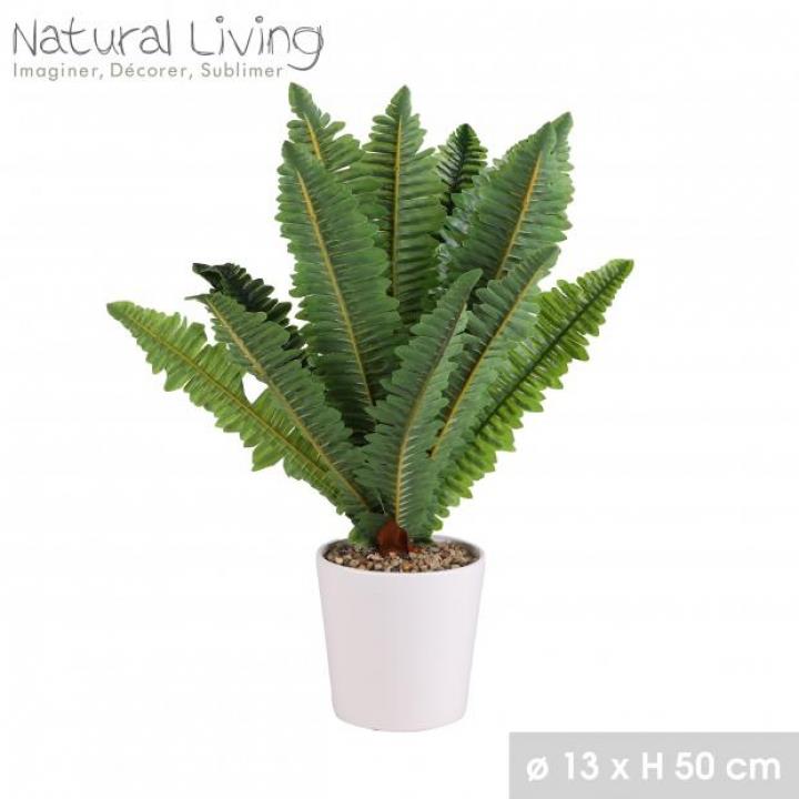 FETO ARTIFICIAL COM VASO BRANCO CERÁMICA DIAM 13CMH 50