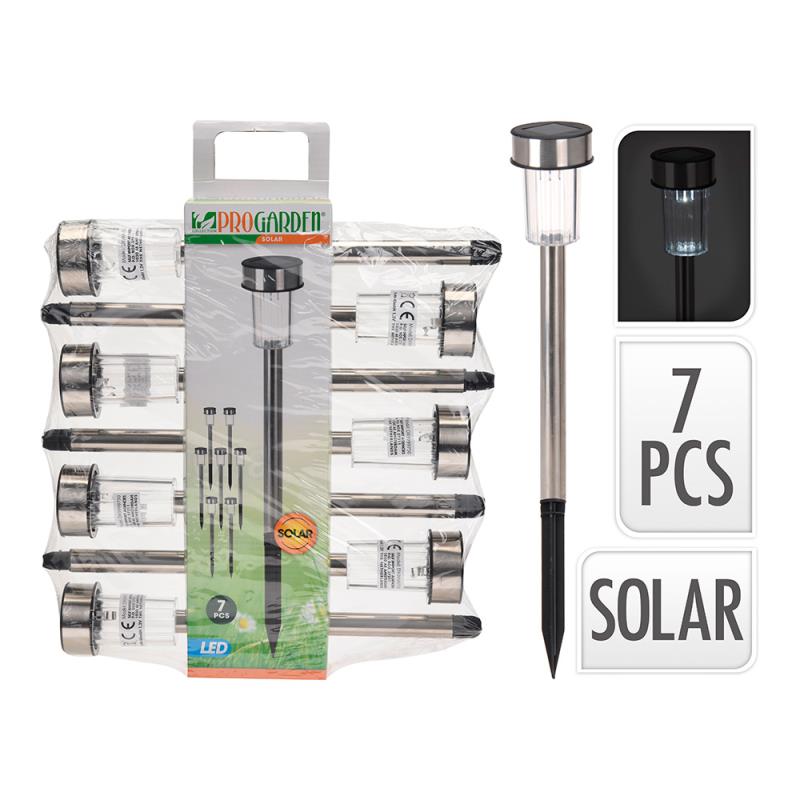 CONJUNTO 7 CANDEEIROS SOLAR 36,5CM INOX