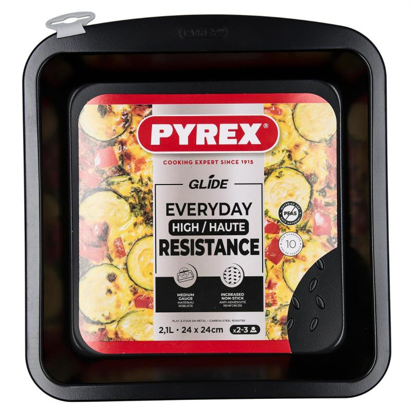 ASSADEIRA QUADRADA 24 X 24 CM METAL GLIDE PYREX